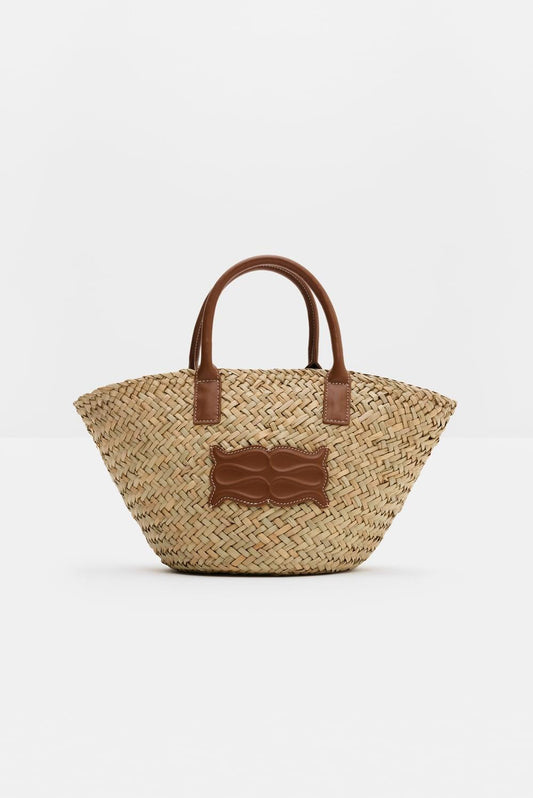 Malina Small Monogram Straw Bag