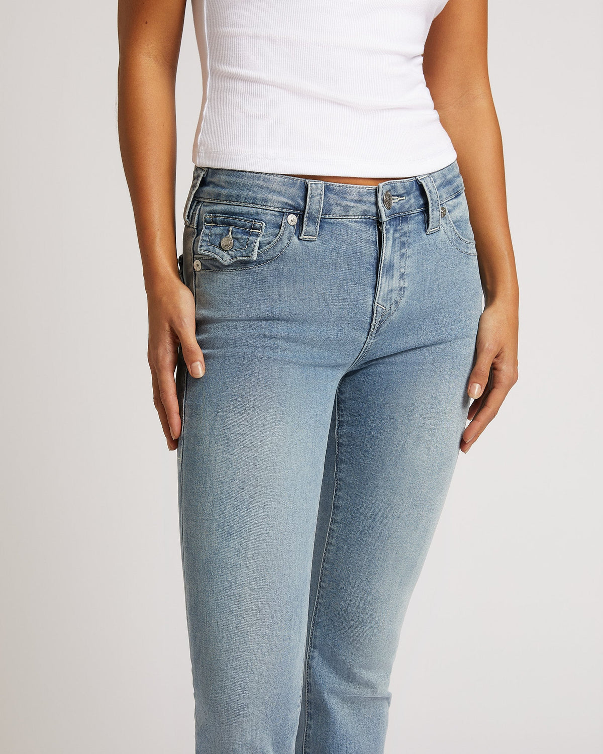 True Religion Becca Mid Rise Bootcut Flap Peak Spot