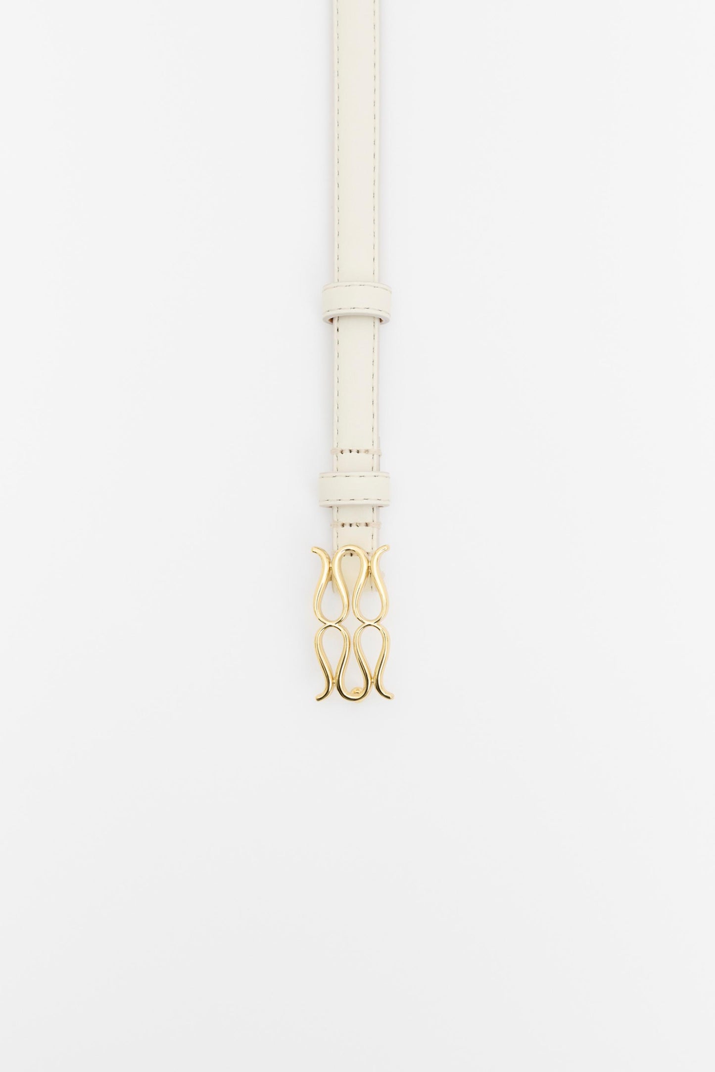 Malina Mini Monogram Leather Belt Vanilla