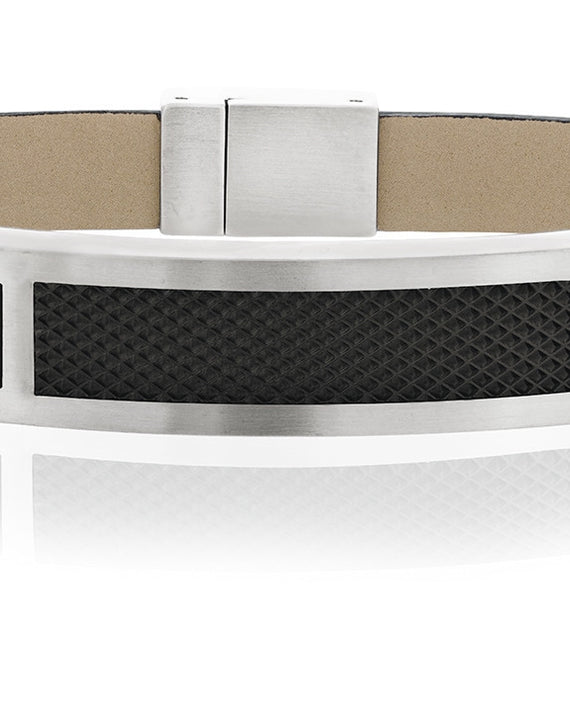 Tommy Hilfiger Knurling Id Leather Bracelet black