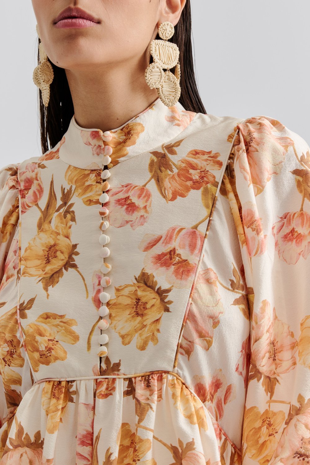 Malina Pernilla High neck Balloon Sleeve Blouse