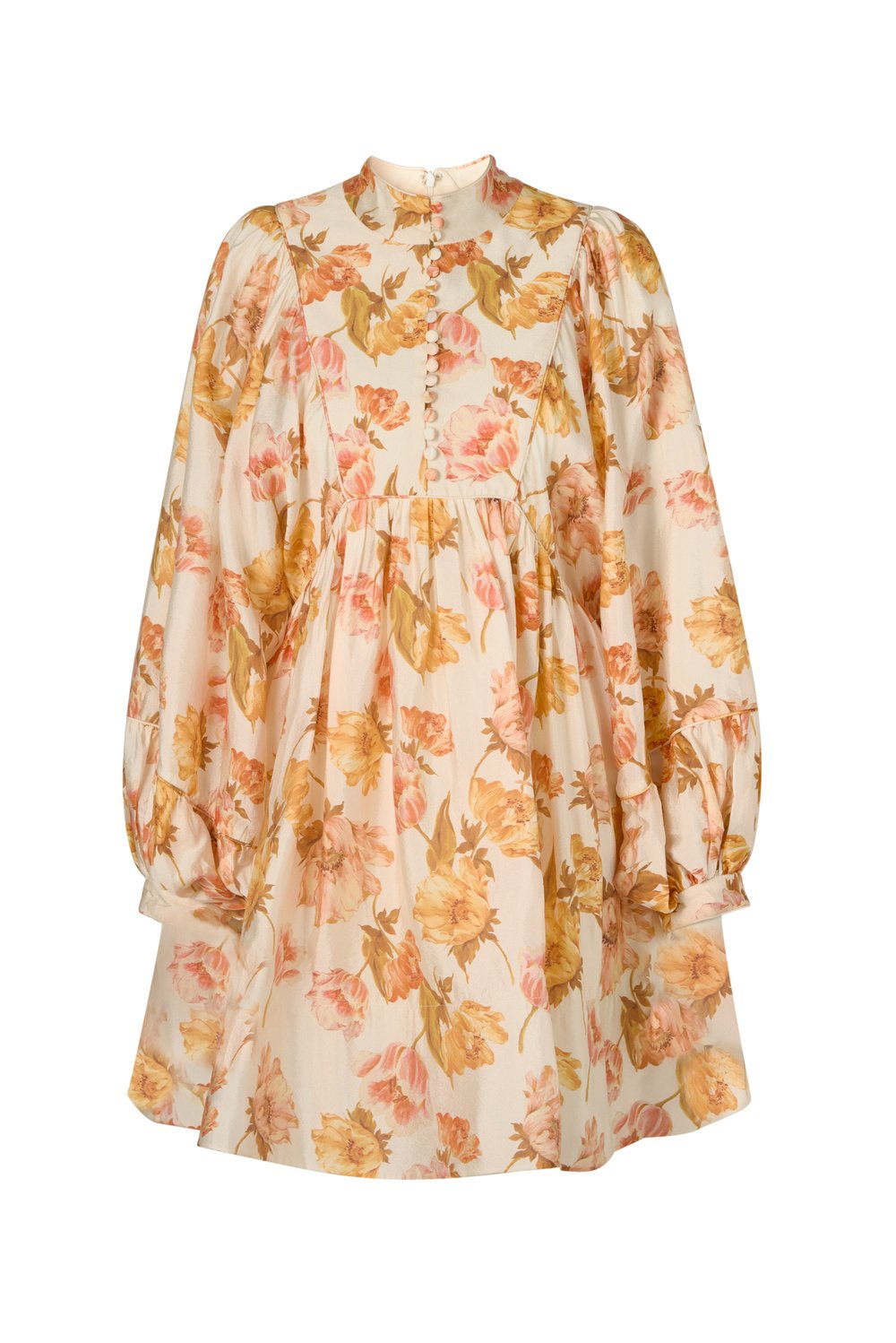 Malina Tyra High Neck Balloon Sleeve Mini Dress