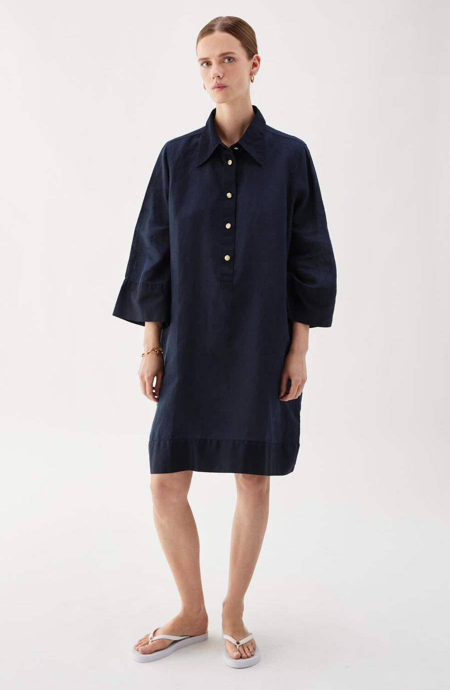 Busnel Ninette Solid Dress Marine