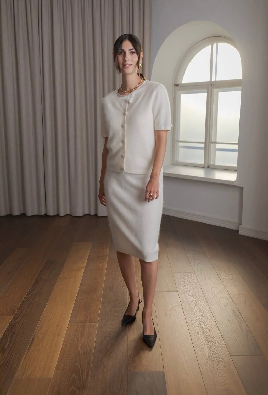 Original Story Lyhythihainen Kashmirneuletakki Valkoinen