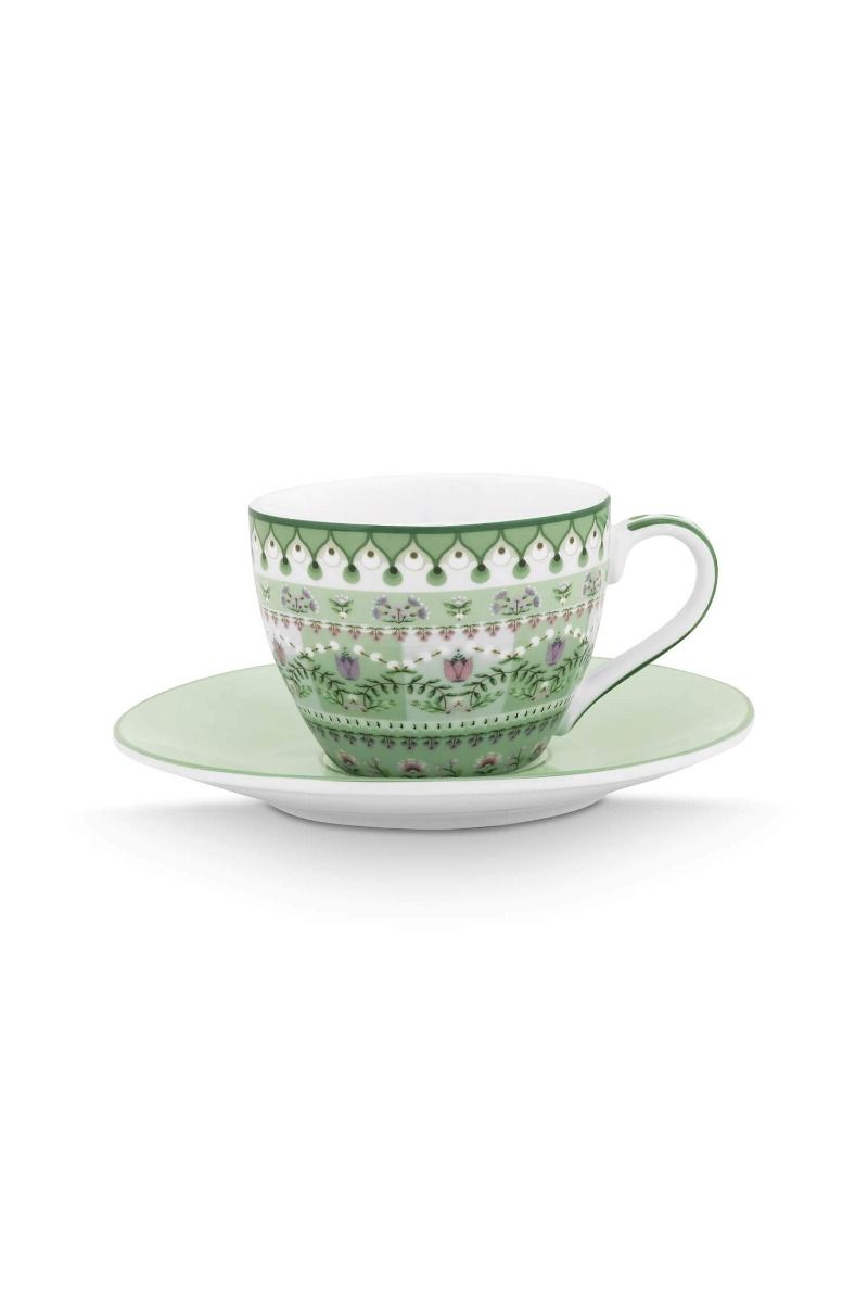 Pip Studio Set/2 Espresso Cups and Saucers Lily&Lotus green 120ml