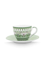 Lataa kuva Galleria-katseluun, Pip Studio Set/2 Espresso Cups and Saucers Lily&amp;Lotus green 120ml
