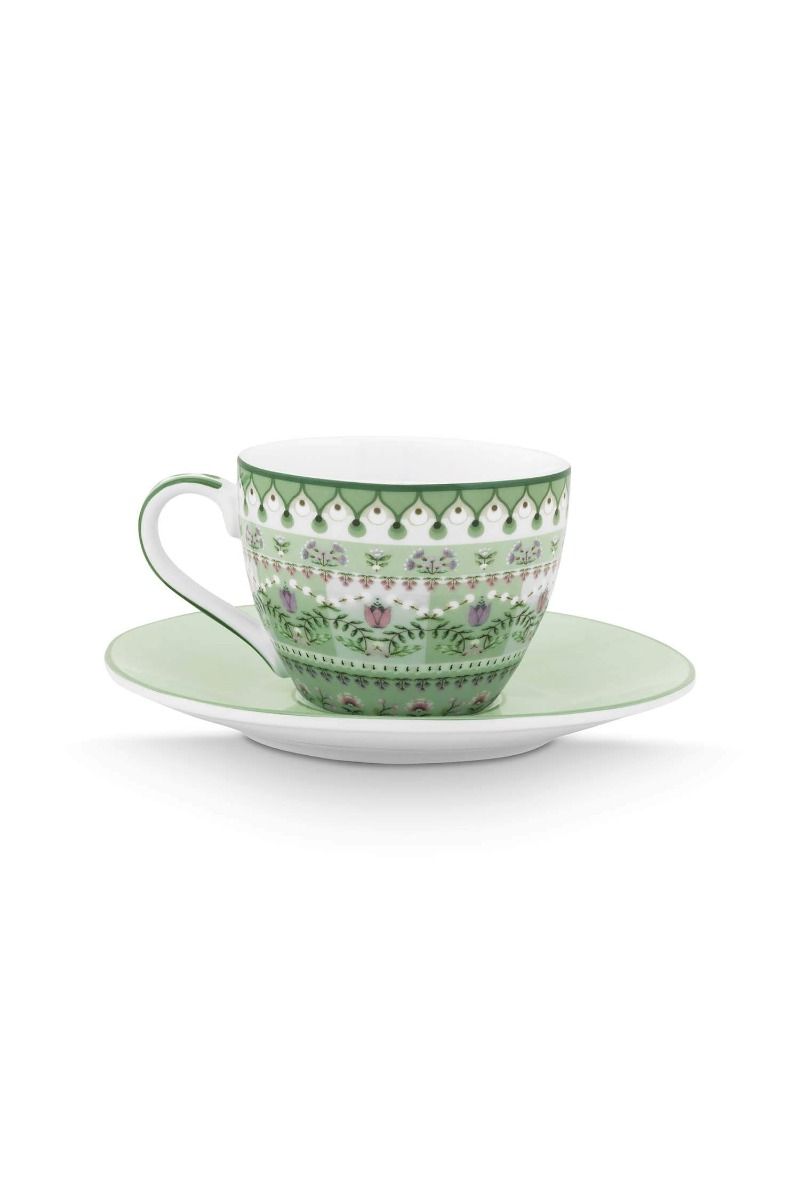 Pip Studio Set/2 Espresso Cups and Saucers Lily&Lotus green 120ml