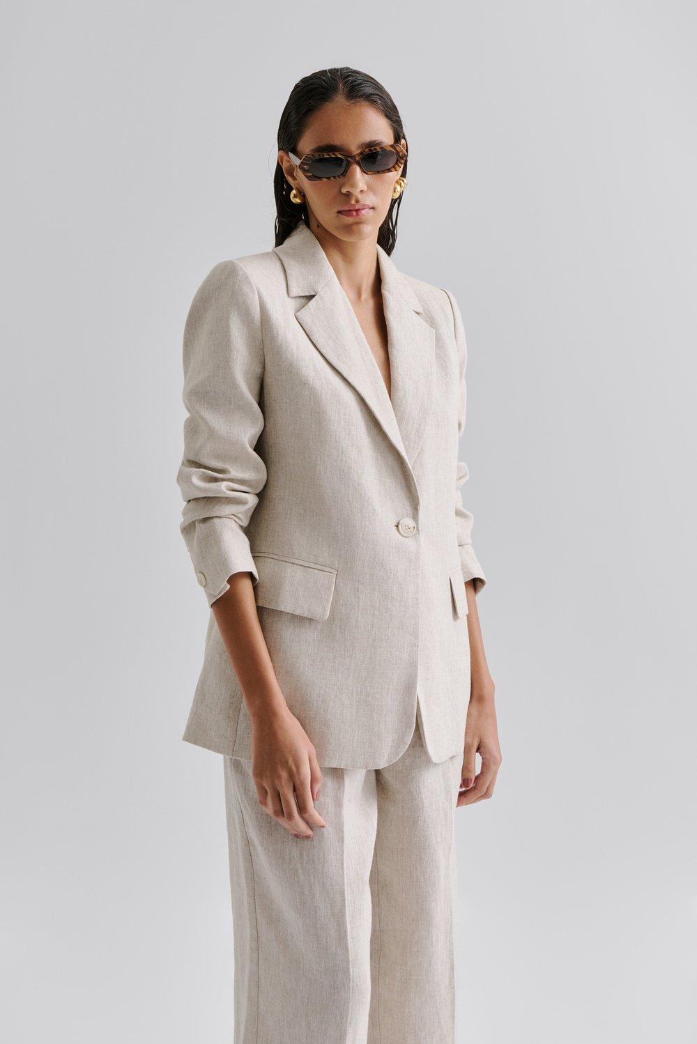 Malina Vera Fitted Linen Blazer