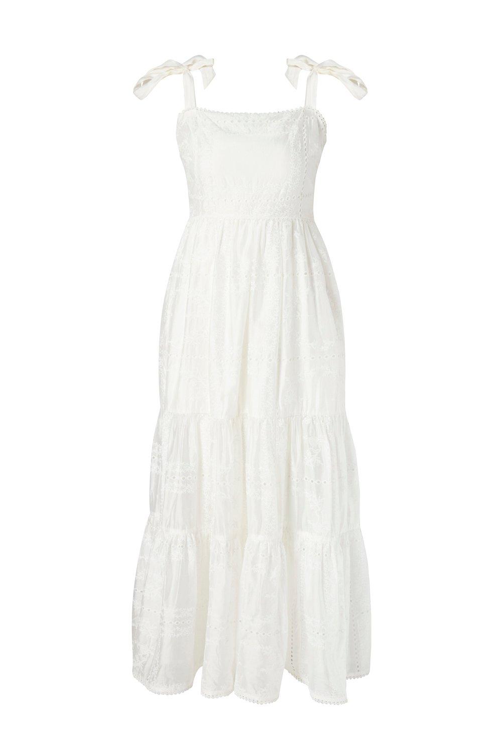 Malina Adri Embroired Tie Strap Maxi Dress