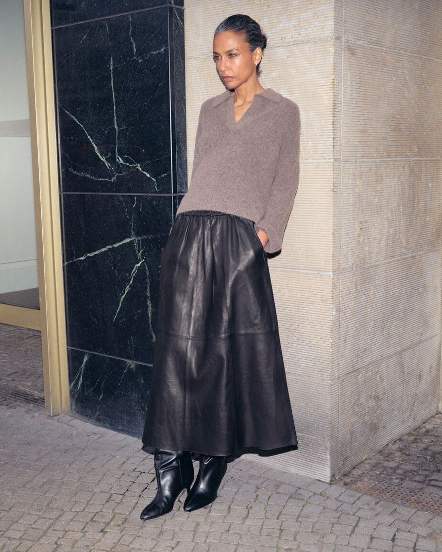 Mos Mosh Deena Leather Skirt black