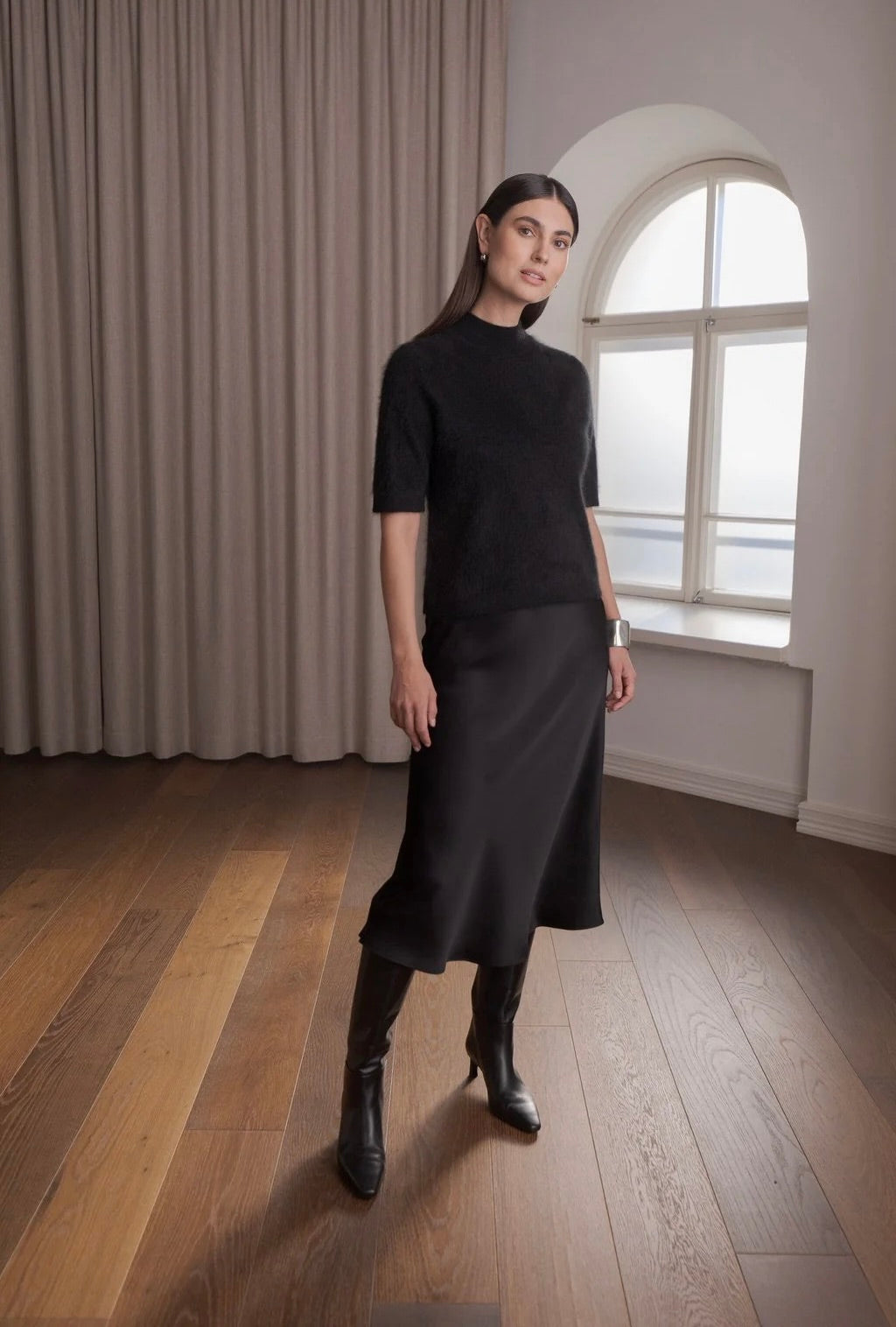 Original Story Lyhythihainen Kashmirneule Puolipoolokauluksella Black