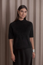 Lataa kuva Galleria-katseluun, Original Story Lyhythihainen Kashmirneule Puolipoolokauluksella Black
