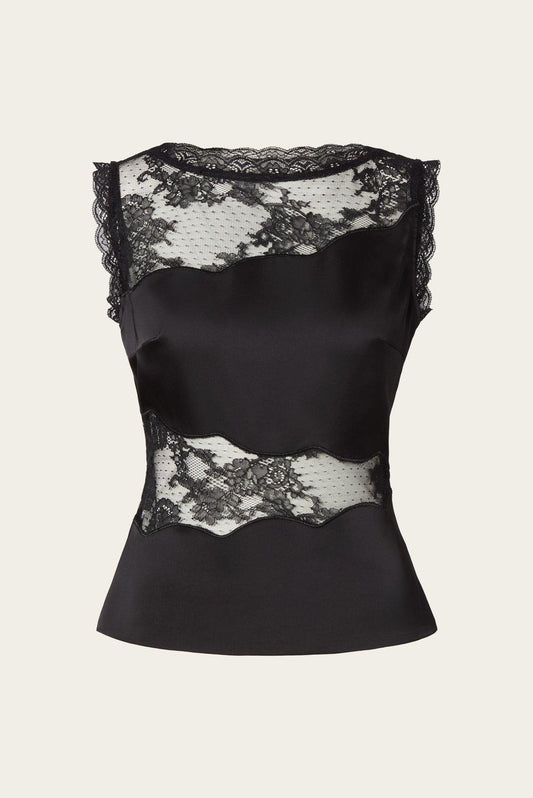 Malina Desire Lace Trimmed Cut out Top Black