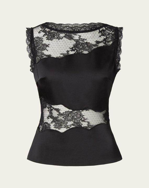 Malina Desire Lace Trimmed Cut out Top Black