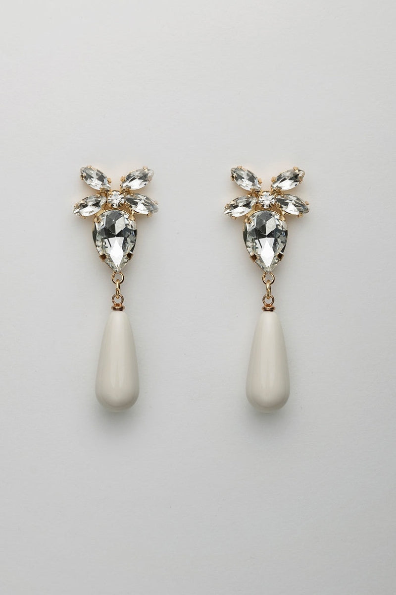 Bow 19 Stone Dropp Earrings Offwhite