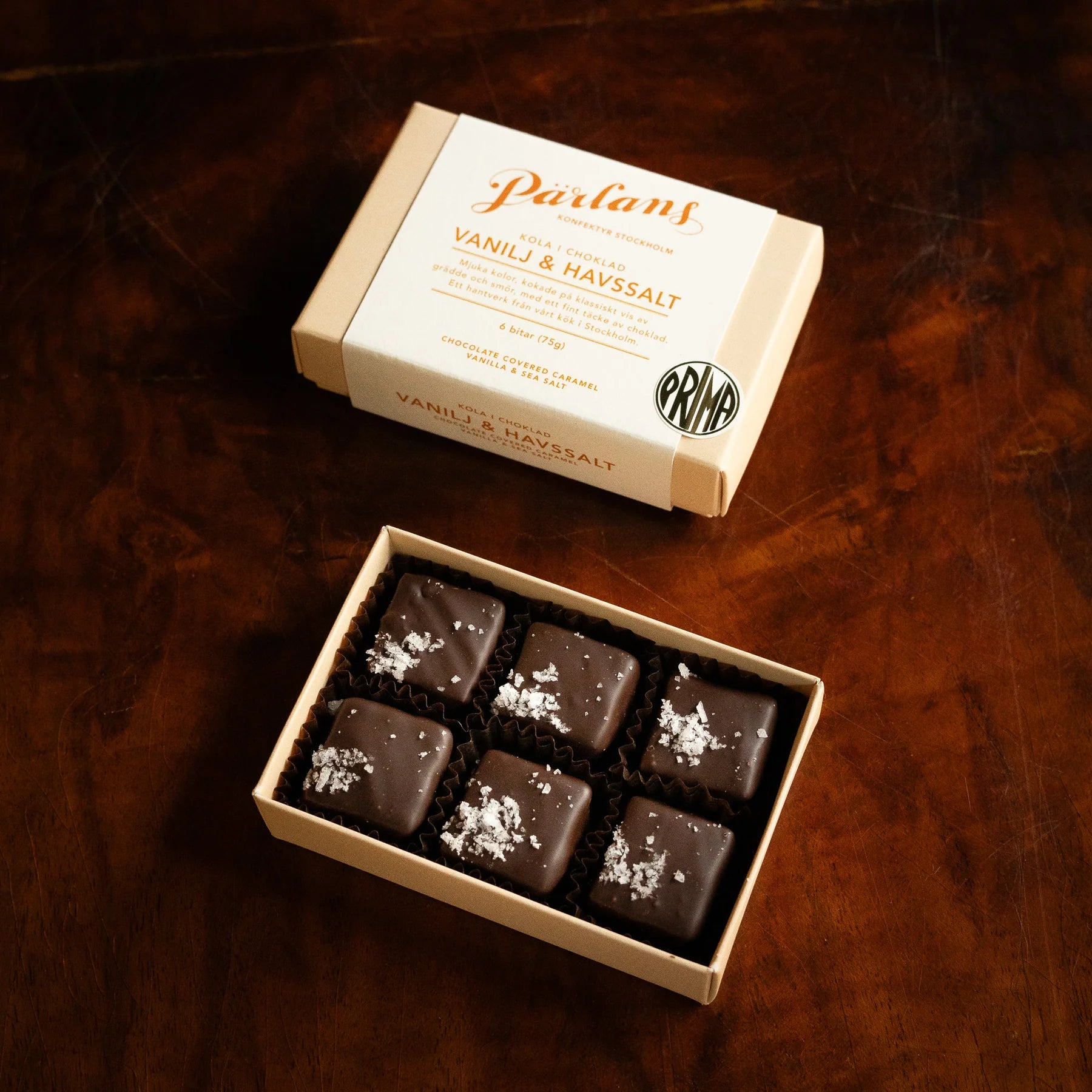 Pärlans chocolate covered caramel vanilla&sea salt 6 pieces