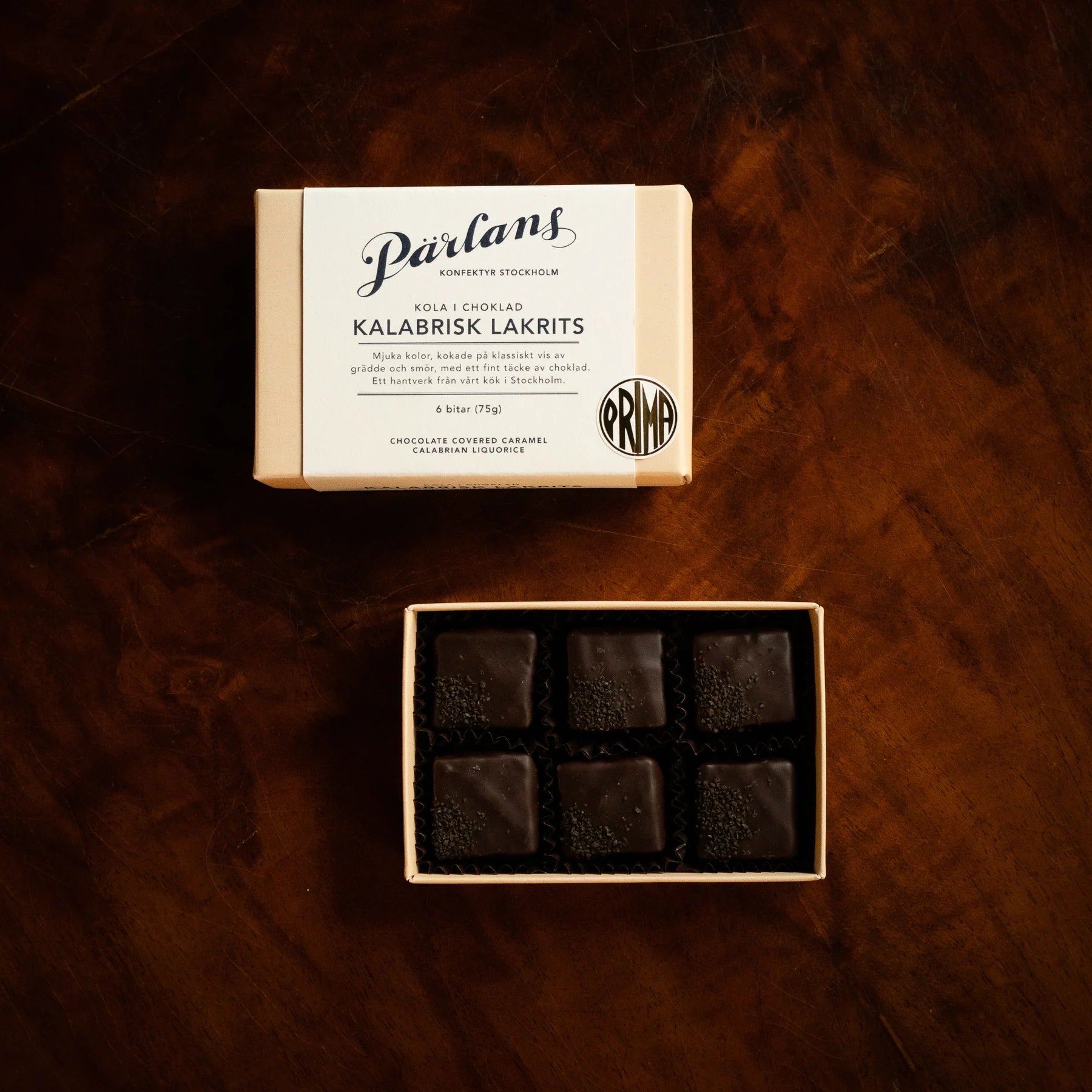 Pärlans chocolate covered caramel calabrian liquorice 6 pieces