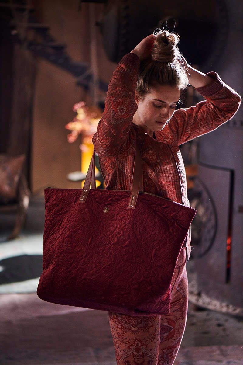 Pip Studio Samettinen Laukku Quiltey Day Red