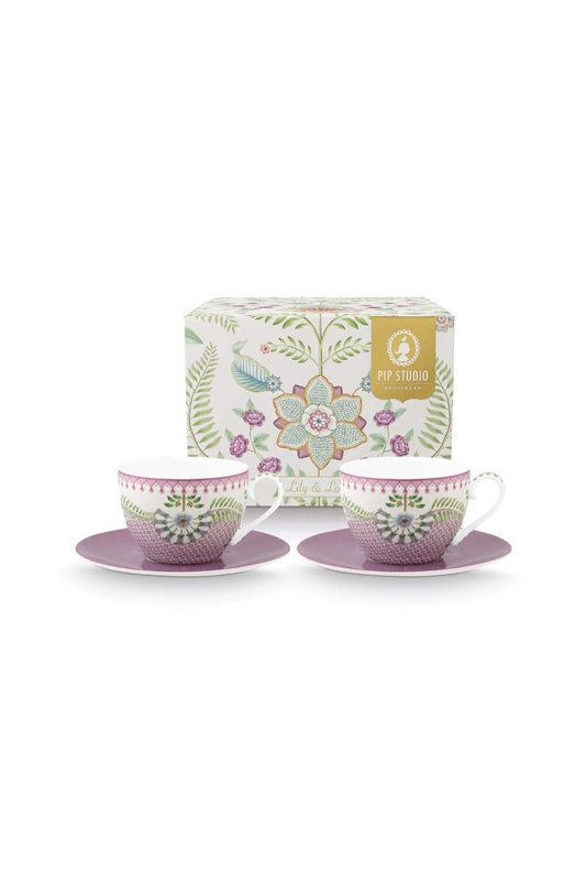 Pip Studio Set/2 Cups and Saucers Lily&Lotus lilac 280ml
