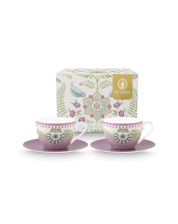 Pip Studio Set/2 Cups and Saucers Lily&Lotus lilac 280ml