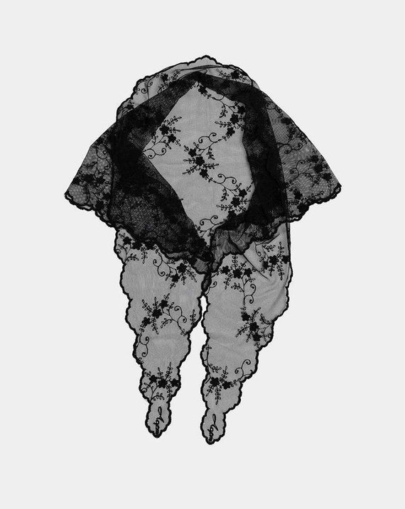 Bow 19 Lace Scarf Black