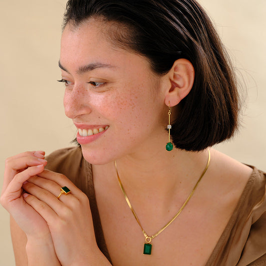 A Beautiful Story Magnificent Green Onyx Earrings
