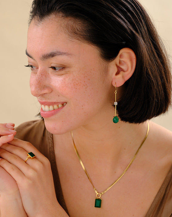 A Beautiful Story Magnificent Green Onyx Earrings