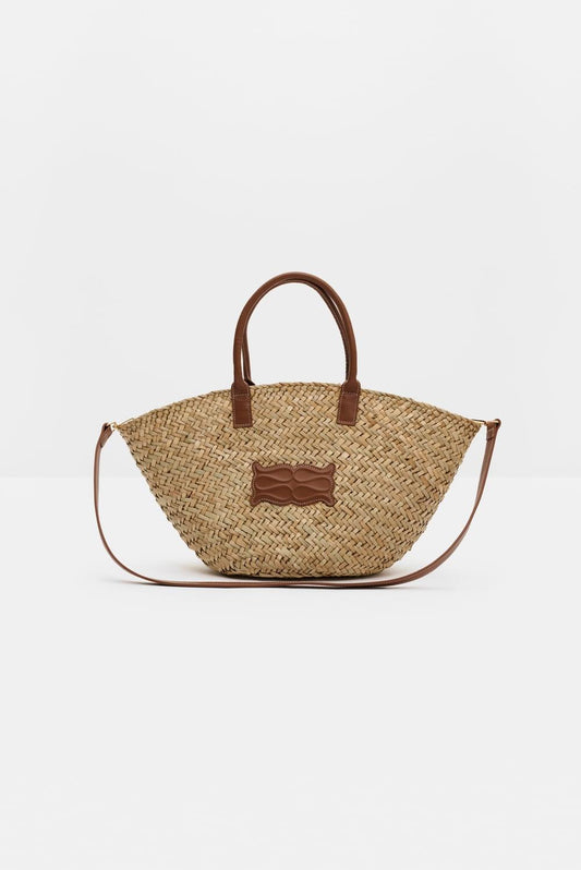 Malina Large Leather Trimmed Monogram Straw