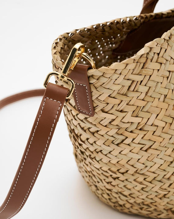Malina Large Leather Trimmed Monogram Straw
