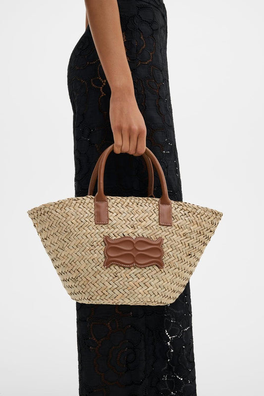 Malina Small Monogram Straw Bag