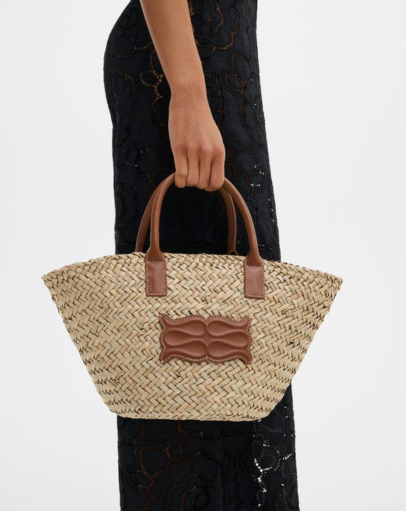 Malina Small Monogram Straw Bag