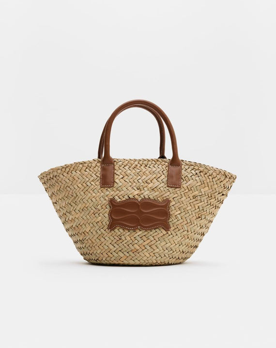 Malina Small Monogram Straw Bag