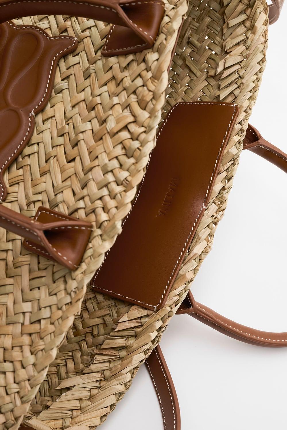 Malina Small Monogram Straw Bag