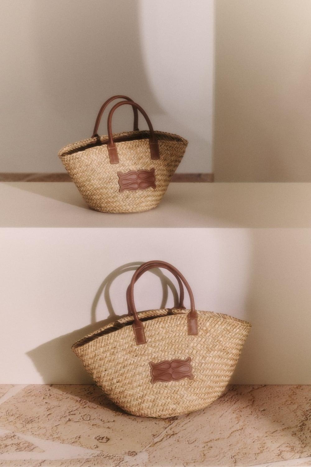 Malina Small Monogram Straw Bag