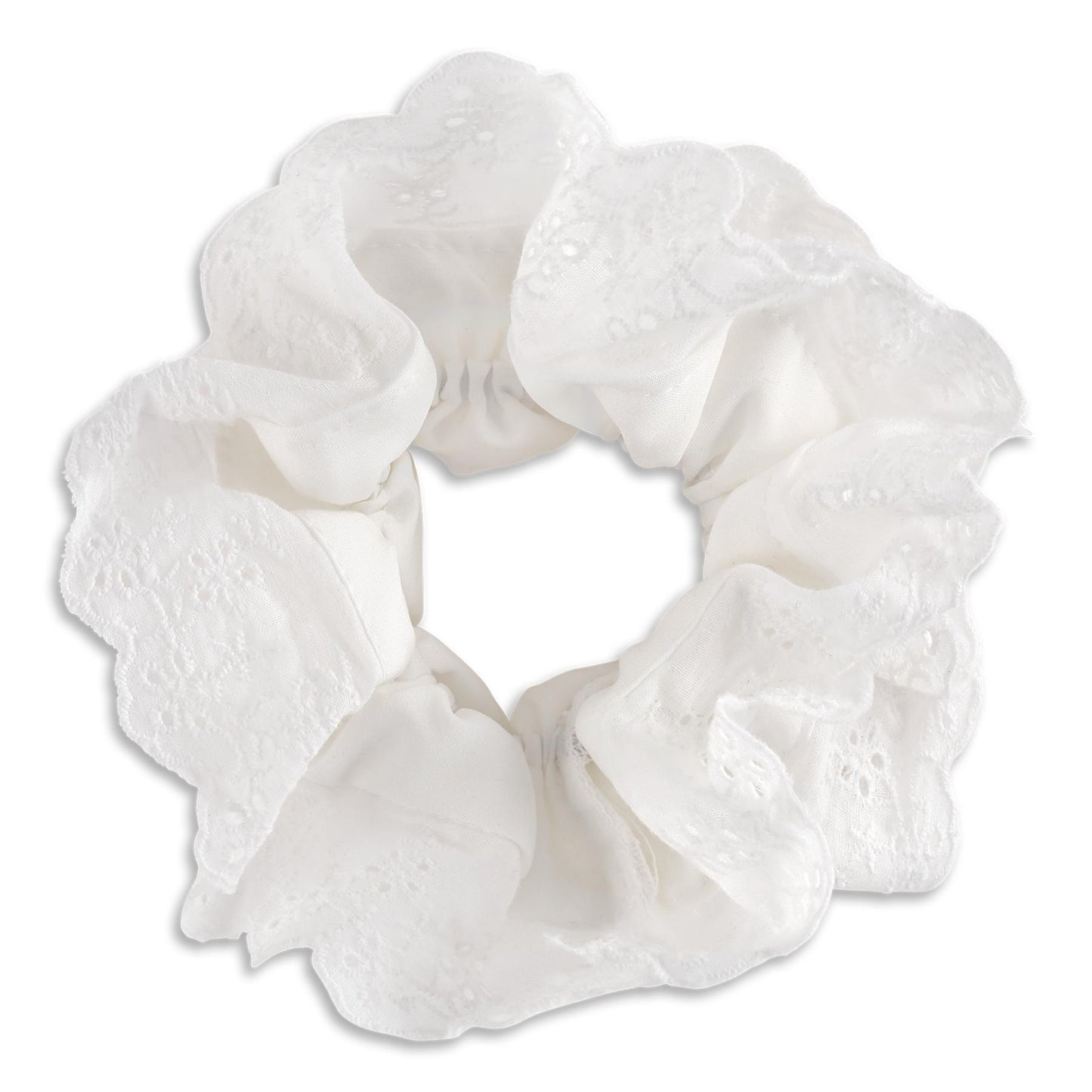 SUI AVA Broderie Scrunchie valkoinen