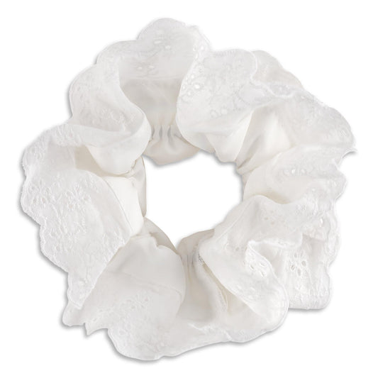 SUI AVA Broderie Scrunchie valkoinen