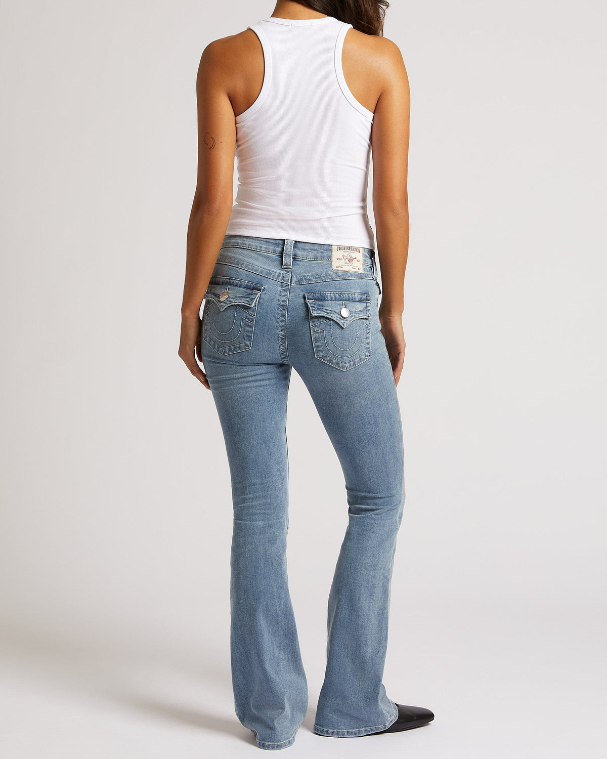 True Religion Becca Mid Rise Bootcut Flap Peak Spot