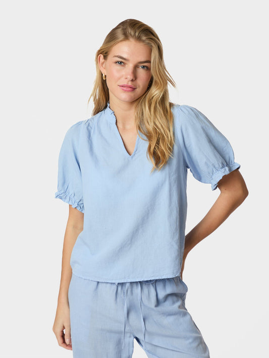 Neo Noir Odesa Linen Blouse Light Blue