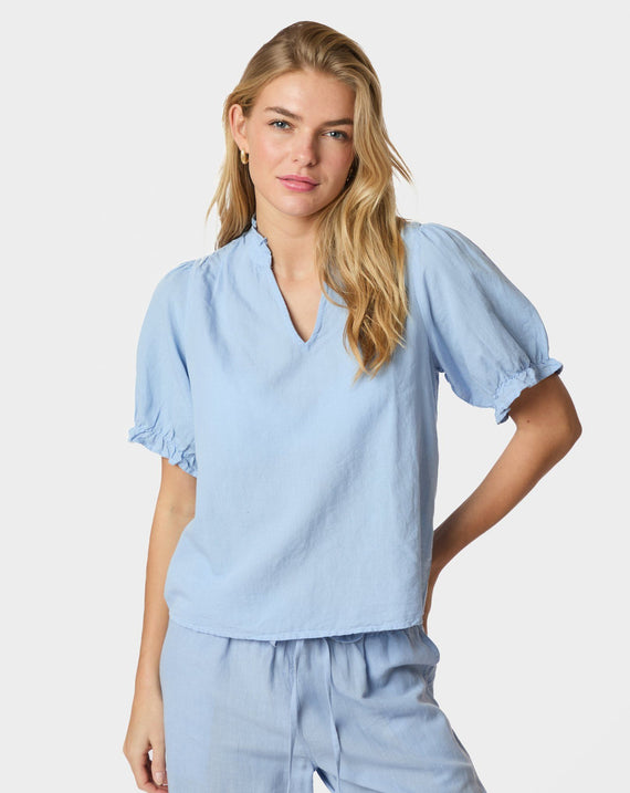 Neo Noir Odesa Linen Blouse Light Blue