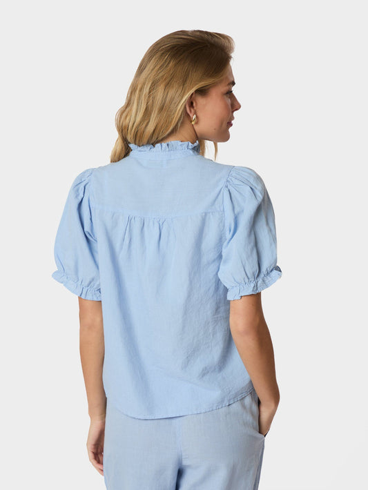 Neo Noir Odesa Linen Blouse Light Blue