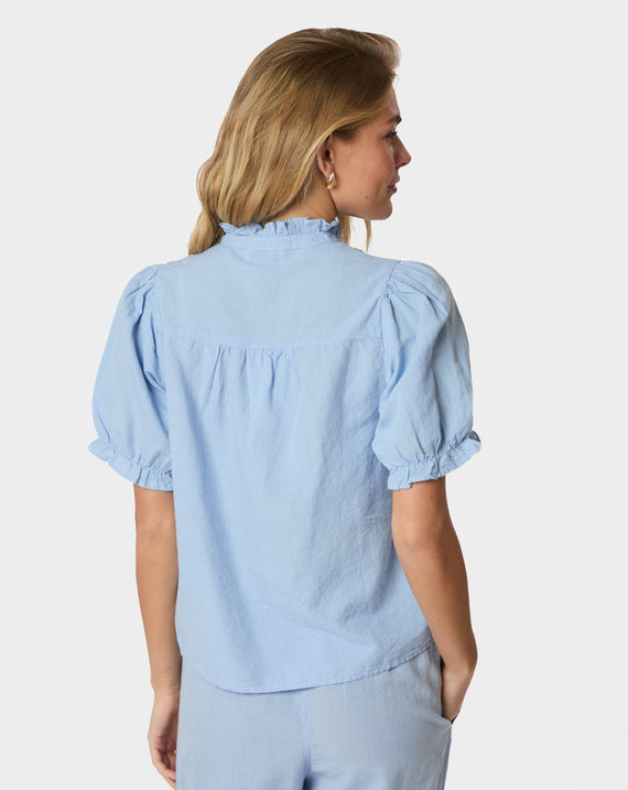 Neo Noir Odesa Linen Blouse Light Blue