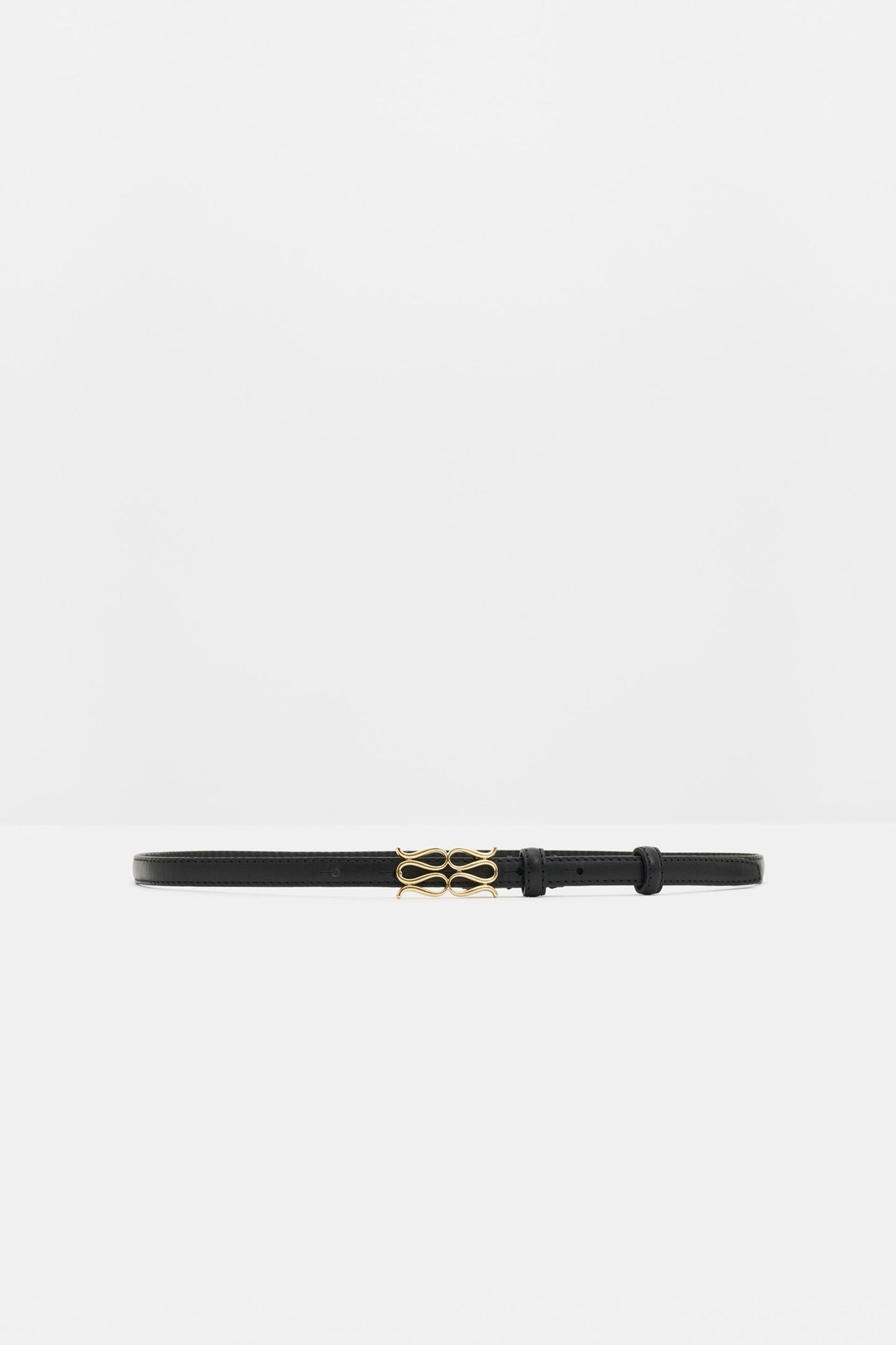 Malina Mini Monogram Leather Belt Black