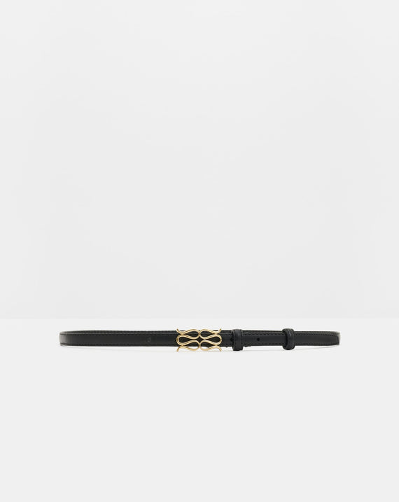 Malina Mini Monogram Leather Belt Black