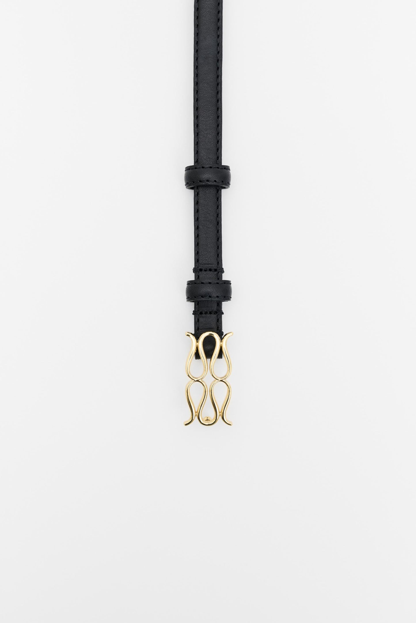 Malina Mini Monogram Leather Belt Black