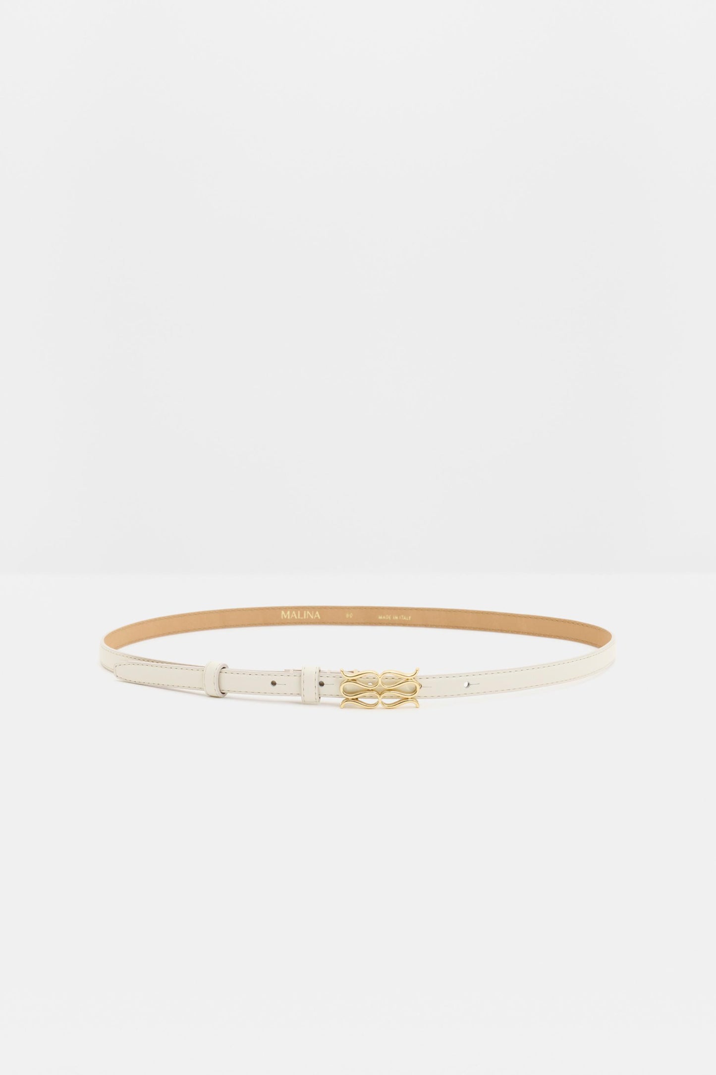 Malina Mini Monogram Leather Belt Vanilla