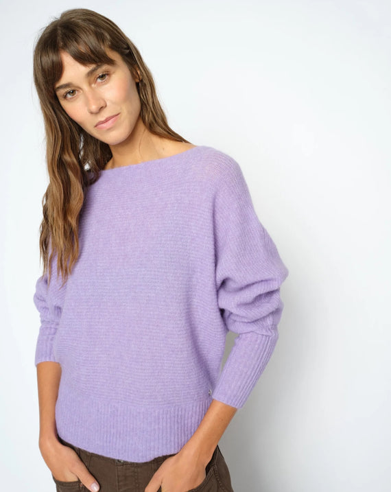 Mos Mosh Thora Boatneck Neule violet tulip