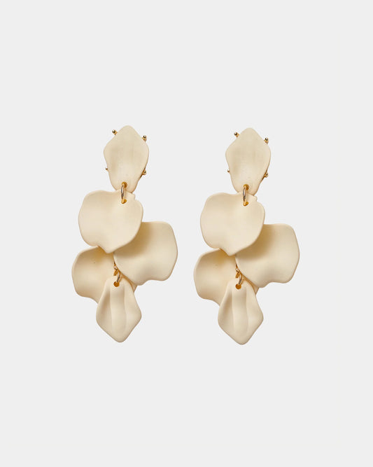 Bow 19 Leaf Earrings matt cream
