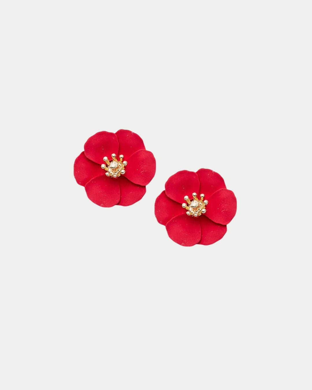 Bow 19 Flower Small Earrings Red