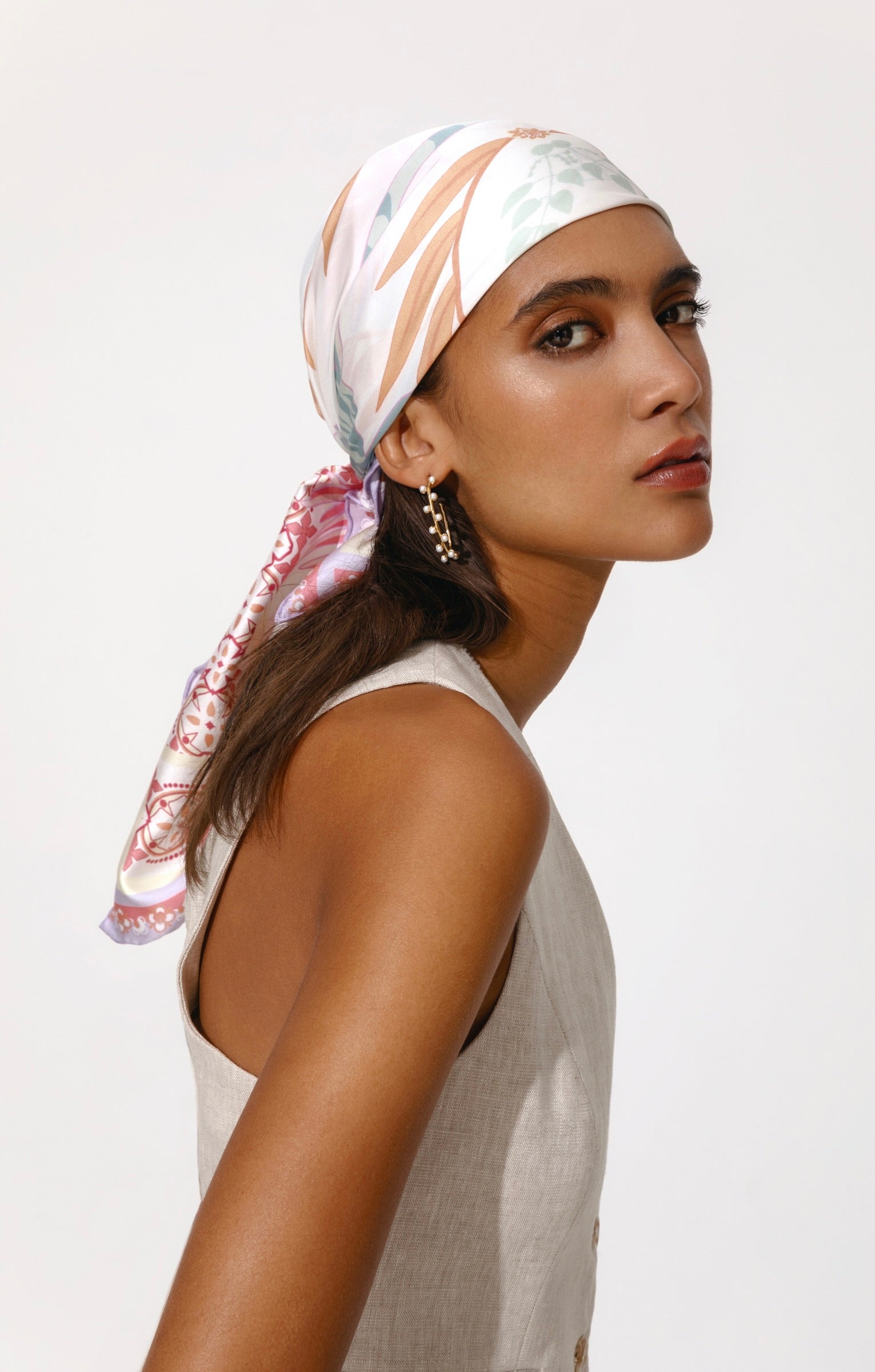 By Malina Silk Scarf Pastel Palm