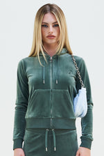 Lataa kuva Galleria-katseluun, Juicy Couture Robertson Classic Velour Zip Through Hoodie Thyme
